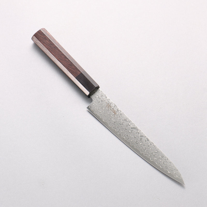 Seisuke VG10 Damascus Migaki Finished Petty-Utility 150mm Rosewood (Ferrule: Black Pakka Wood) Handle - Japannywholesale