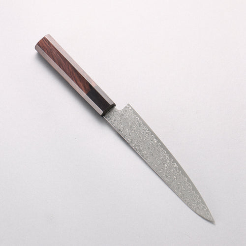 Seisuke VG10 Damascus Migaki Finished Petty-Utility 150mm Rosewood (Ferrule: Black Pakka Wood) Handle - Japannywholesale