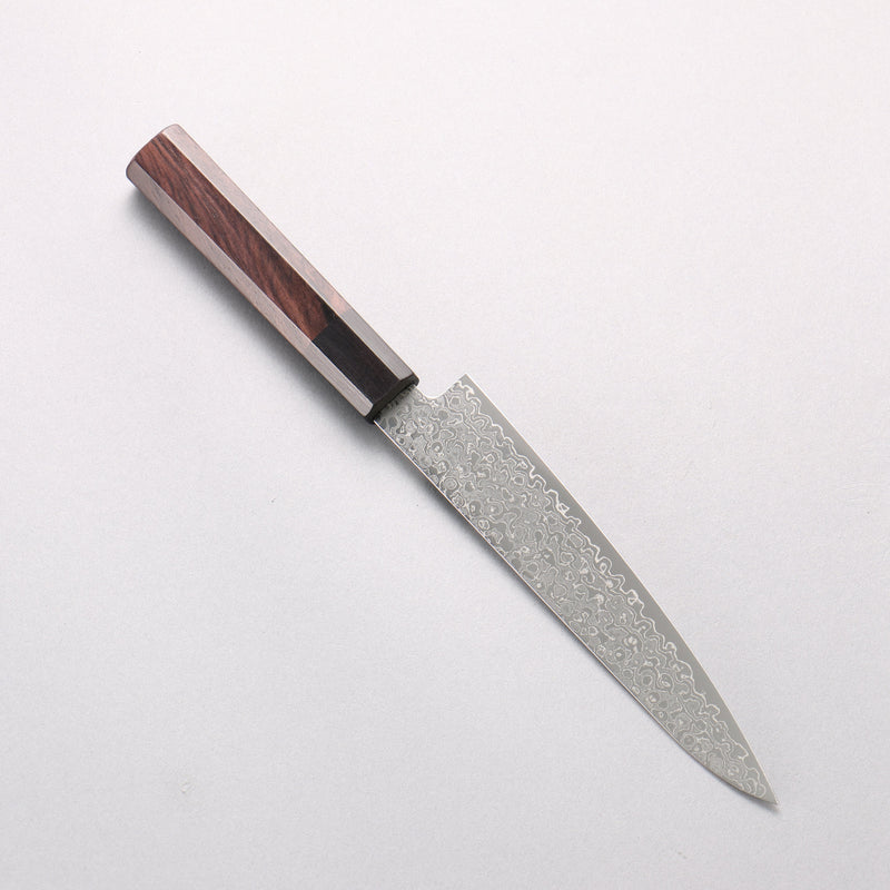Seisuke VG10 Damascus Migaki Finished Petty-Utility 150mm Rosewood (Ferrule: Black Pakka Wood) Handle - Japannywholesale