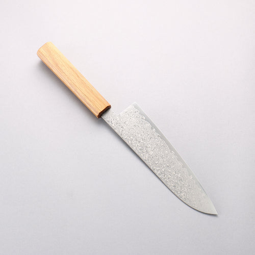 Seisuke ZA-18 Damascus Migaki Finished Santoku 180mm White Oak Handle - Japannywholesale