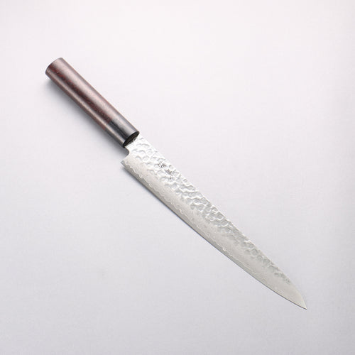 Seisuke Sumi VG10 Hammered Damascus Sujihiki 240mm Rosewood (Ferrule: Black Pakka Wood) Handle - Japannywholesale