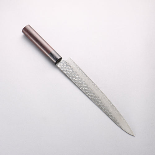 Seisuke Sumi VG10 Hammered Damascus Sujihiki 240mm Rosewood (Ferrule: Black Pakka Wood) Handle - Japannywholesale
