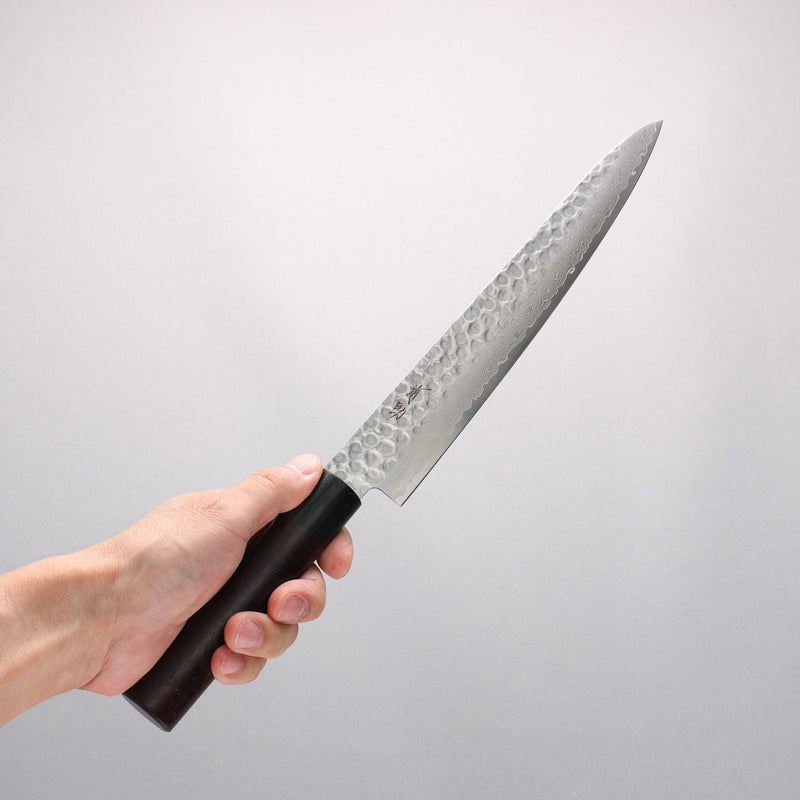 Seisuke Sumi VG10 Hammered Damascus Sujihiki 240mm Rosewood (Ferrule: Black Pakka Wood) Handle - Japannywholesale