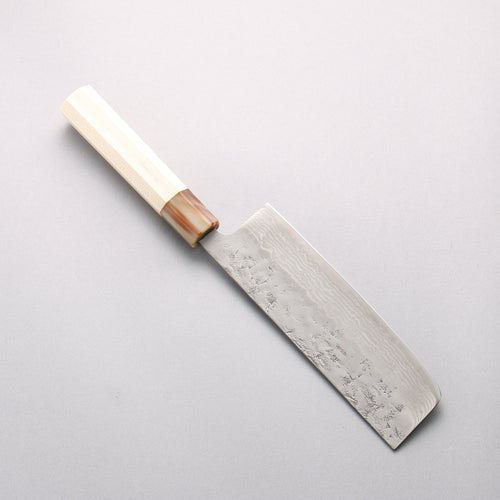 Seisuke Swedish Steel-stn Damascus Washiji Nakiri 165mm Magnolia Handle - Japannywholesale