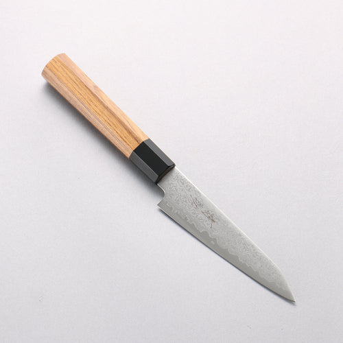 Seisuke VG10 Damascus Kiritsuke Petty-Utility 120mm Teak (ferrule: Black Plastic) Handle - Japannywholesale