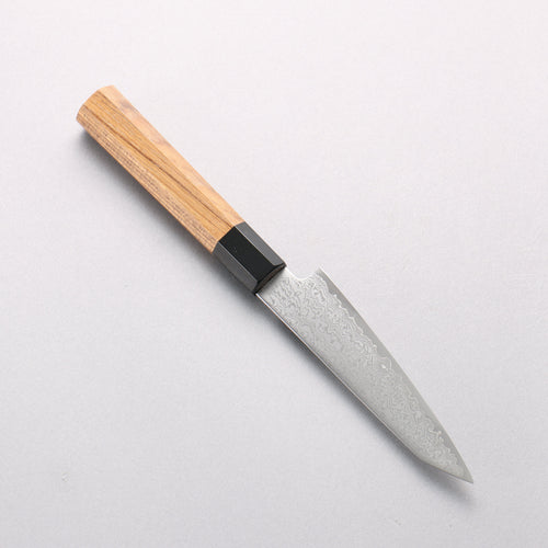 Seisuke VG10 Damascus Kiritsuke Petty-Utility 120mm Teak (ferrule: Black Plastic) Handle - Japannywholesale