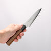 Seisuke VG10 Damascus Kiritsuke Petty-Utility 120mm Teak (ferrule: Black Plastic) Handle - Japannywholesale