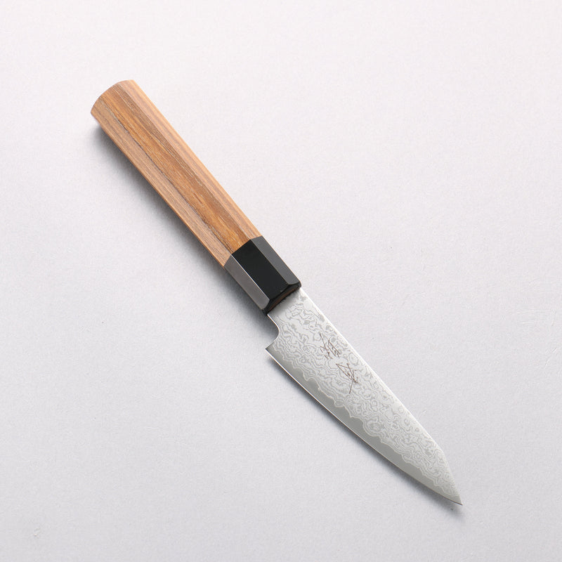 Seisuke VG10 Damascus Kiritsuke Petty-Utility 105mm Teak (ferrule: Black Plastic) Handle - Japannywholesale