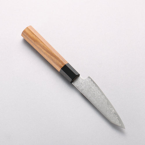 Seisuke VG10 Damascus Kiritsuke Petty-Utility 105mm Teak (ferrule: Black Plastic) Handle - Japannywholesale