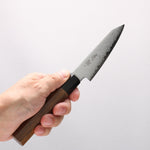 Seisuke VG10 Damascus Kiritsuke Petty-Utility 105mm Teak (ferrule: Black Plastic) Handle - Japannywholesale
