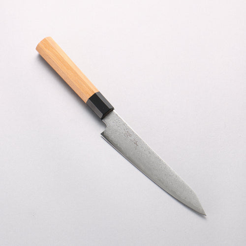 Seisuke VG10 Damascus Kiritsuke Petty-Utility 120mm Teak (ferrule: Black Plastic) Handle - Japannywholesale