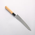 Seisuke VG10 Damascus Kiritsuke Petty-Utility 180mm Teak (ferrule: Black Plastic) Handle - Japannywholesale
