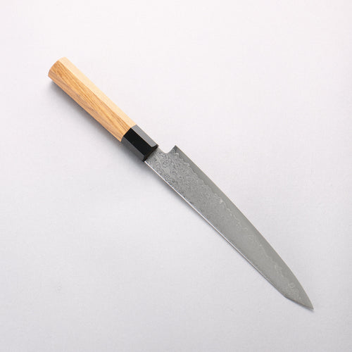 Seisuke VG10 Damascus Kiritsuke Petty-Utility 180mm Teak (ferrule: Black Plastic) Handle - Japannywholesale