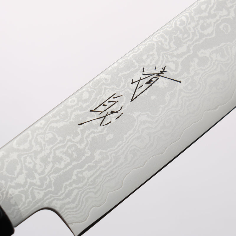 Seisuke VG10 Damascus Kiritsuke Petty-Utility 180mm Teak (ferrule: Black Plastic) Handle - Japannywholesale