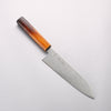 Seisuke SG2 Damascus Migaki Finished Santoku 180mm Burnt Wood Lacquered Handle - Japannywholesale