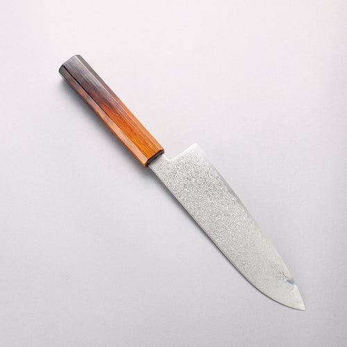 Seisuke SG2 Damascus Migaki Finished Santoku 180mm Burnt Wood Lacquered Handle - Japannywholesale