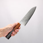 Seisuke SG2 Damascus Migaki Finished Santoku 180mm Burnt Wood Lacquered Handle - Japannywholesale