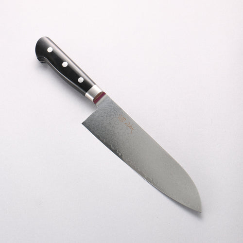Seisuke VG10 33 Layer Damascus Santoku 180mm Black Micarta Handle - Japannywholesale