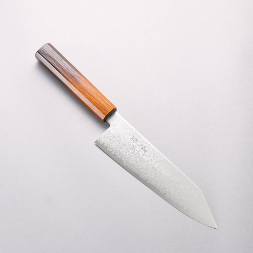 Seisuke VG10 Damascus Kiritsuke Santoku 180mm Burnt Wood Lacquered Handle - Japannywholesale
