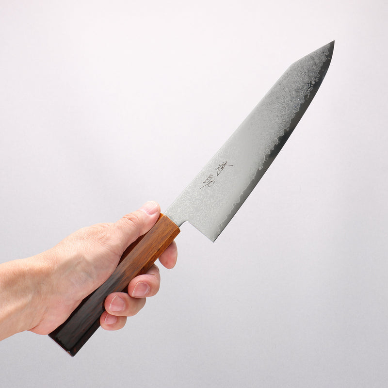 Seisuke VG10 Damascus Kiritsuke Gyuto 210mm Burnt Wood Lacquered Handle - Japannywholesale