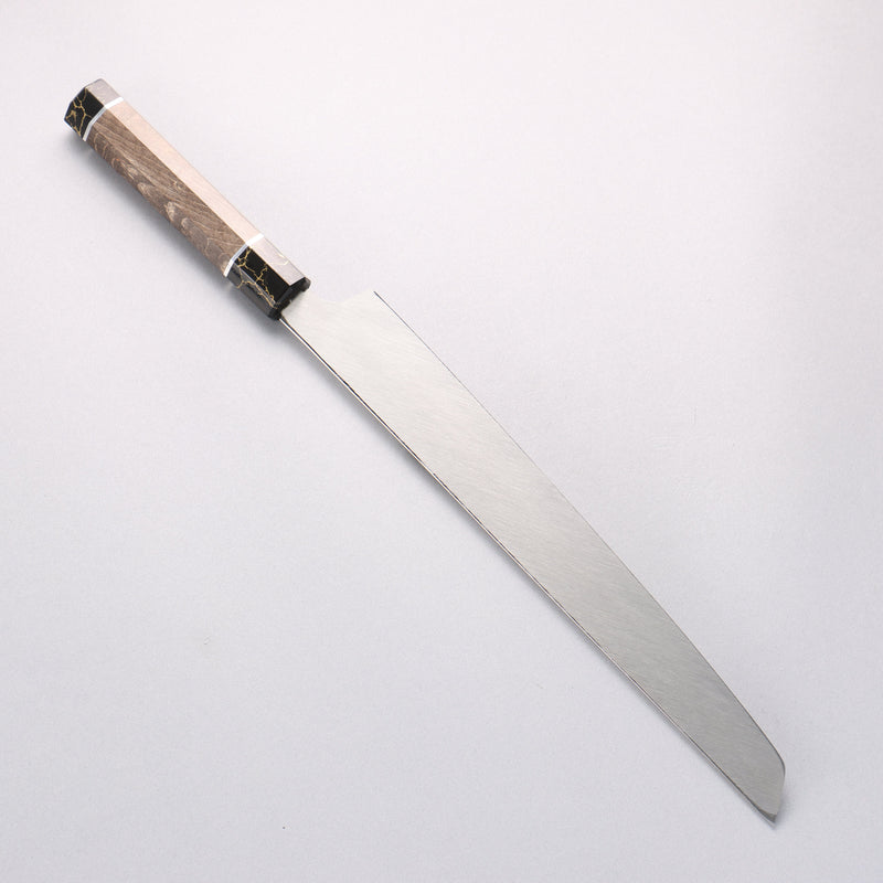 Sakai Takayuki Ginryu Honyaki Swedish Steel Mirrored Finish Sakimaru Yanagiba 300mm Stabilized wood Handle with Sheath - Japannywholesale