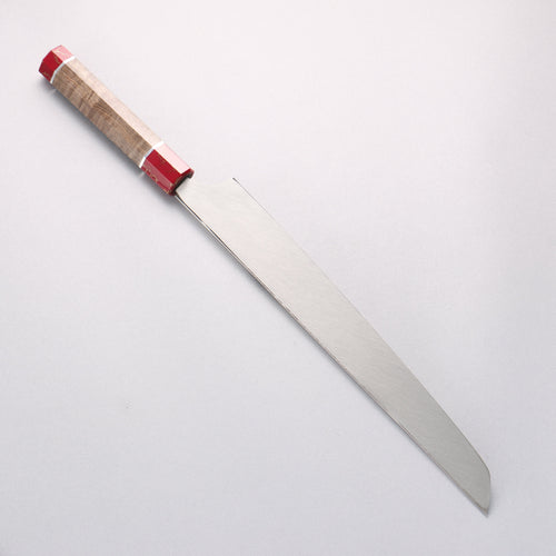 Sakai Takayuki Ginryu Honyaki Swedish Steel Mirrored Finish Sakimaru Yanagiba 300mm Stabilized wood Handle with Sheath - Japannywholesale