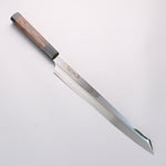 Sakai Takayuki Ginryu Honyaki Swedish Steel Mirrored Finish Kengata Yanagiba 300mm Wenge with Double Water Buffalo Ring Handle with Sheath - Japannywholesale