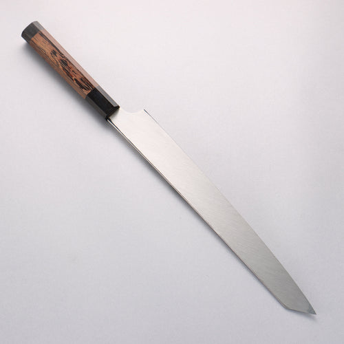 Sakai Takayuki Ginryu Honyaki Swedish Steel Mirrored Finish Kengata Yanagiba 300mm Wenge with Double Water Buffalo Ring Handle with Sheath - Japannywholesale