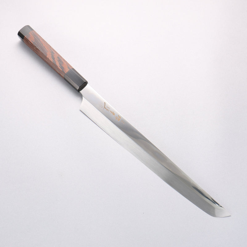 Sakai Takayuki Ginryu Honyaki Swedish Steel Mirrored Finish Sakimaru Yanagiba  300mm Wenge with Double Water Buffalo Ring Handle with Sheath