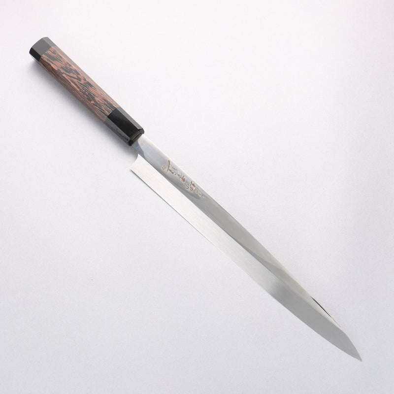 Sakai Takayuki Ginryu Honyaki Swedish Steel Mirrored Finish Yanagiba  300mm Wenge with Double Water Buffalo Ring Handle with Sheath