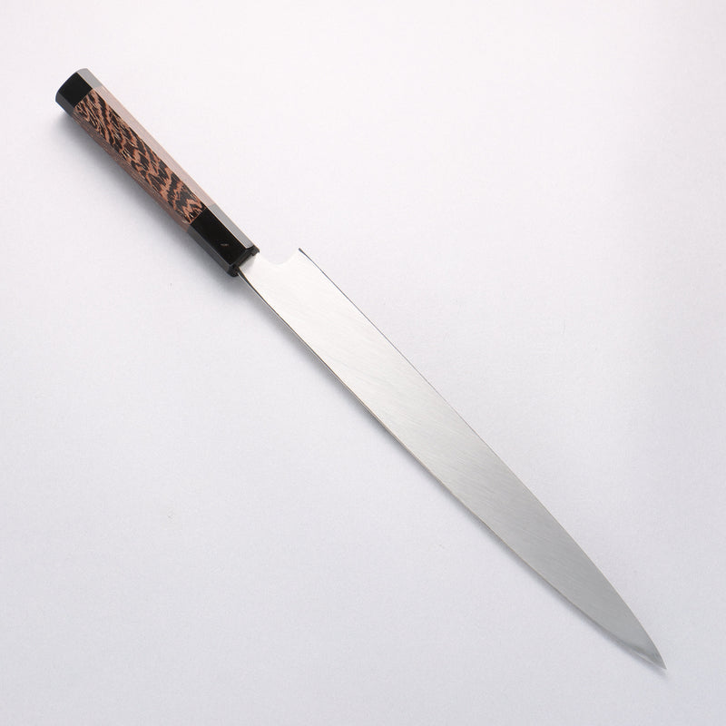 Sakai Takayuki Ginryu Honyaki Swedish Steel Mirrored Finish Yanagiba  300mm Wenge with Double Water Buffalo Ring Handle with Sheath