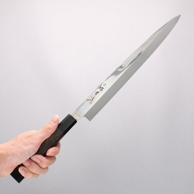 Sakai Takayuki Ginryu Honyaki Swedish Steel Mirrored Finish Yanagiba  300mm Wenge with Double Water Buffalo Ring Handle with Sheath