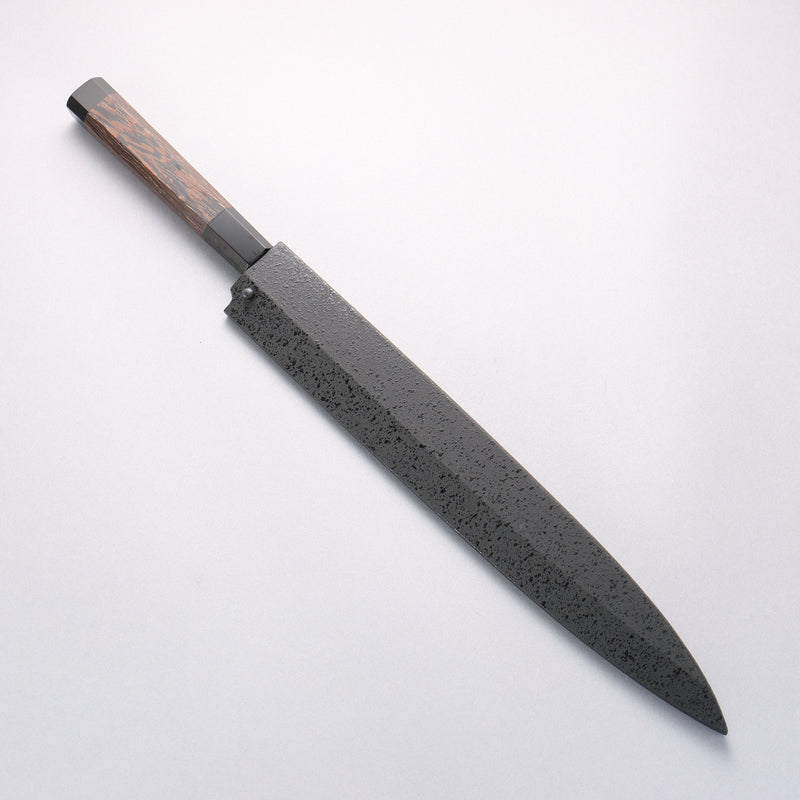 Sakai Takayuki Ginryu Honyaki Swedish Steel Mirrored Finish Yanagiba  300mm Wenge with Double Water Buffalo Ring Handle with Sheath
