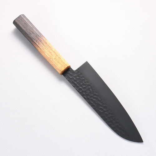 Sakai Takayuki Kurokage VG10 Hammered Teflon Coating Santoku 170mm Burnt Oak Handle - Japannywholesale