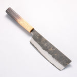 Sakai Takayuki Homura Guren Blue Steel No.2 Kurouchi Hammered Nakiri  180mm Burnt Oak Handle