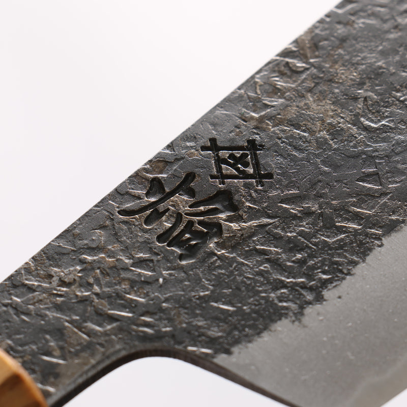Sakai Takayuki Homura Guren Blue Steel No.2 Kurouchi Hammered Nakiri  180mm Burnt Oak Handle