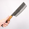 Sakai Takayuki Homura Guren Blue Steel No.2 Kurouchi Hammered Nakiri  180mm Burnt Oak Handle