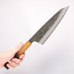 Sakai Takayuki Homura Guren Blue Steel No.2 Kurouchi Hammered Gyuto 225mm Burnt Oak Handle - Japannywholesale