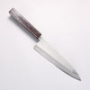 Hideo Kitaoka White Steel No.2 Damascus Mioroshi Deba Japanese Knife 195mm Oak with Black Silver Lacquer Handle