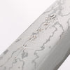 Hideo Kitaoka White Steel No.2 Damascus Mioroshi Deba Japanese Knife 195mm Oak with Black Silver Lacquer Handle