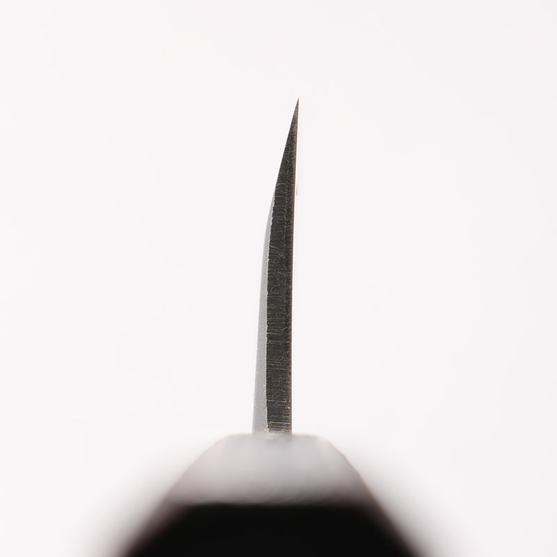 Hideo Kitaoka White Steel No.2 Damascus Mioroshi Deba Japanese Knife 195mm Oak with Black Silver Lacquer Handle