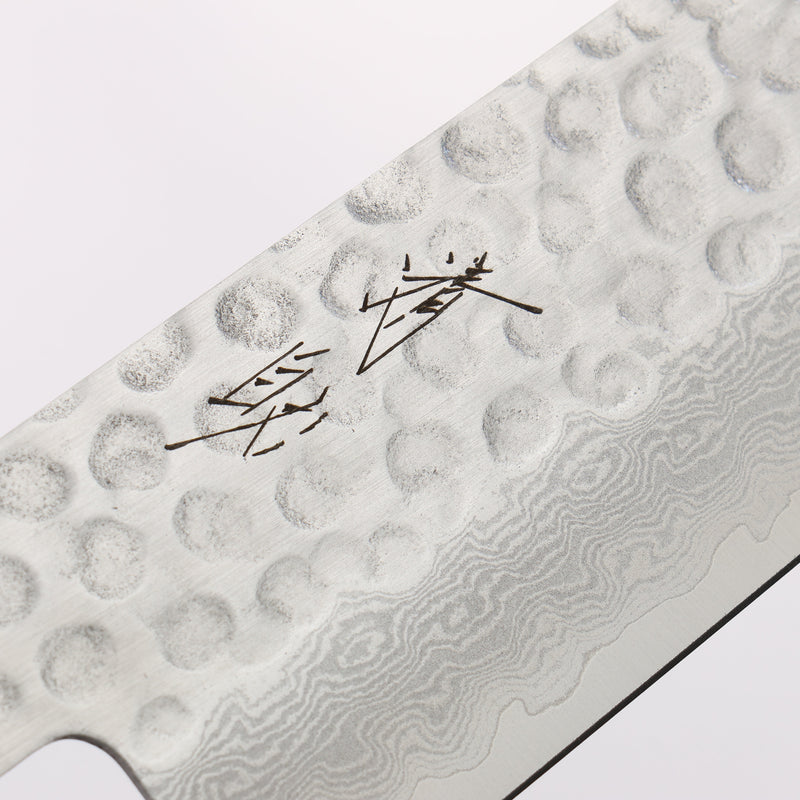 Seisuke VG10 Hammered Damascus Santoku 180mm Rosewood (Ferrule: Black Pakka Wood) Handle - Japannywholesale
