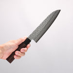 Seisuke VG10 Hammered Damascus Santoku 180mm Rosewood (Ferrule: Black Pakka Wood) Handle - Japannywholesale