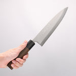 Hideo Kitaoka White Steel No.2 Damascus Mioroshi Deba Japanese Knife 210mm Shitan Handle - Japannywholesale