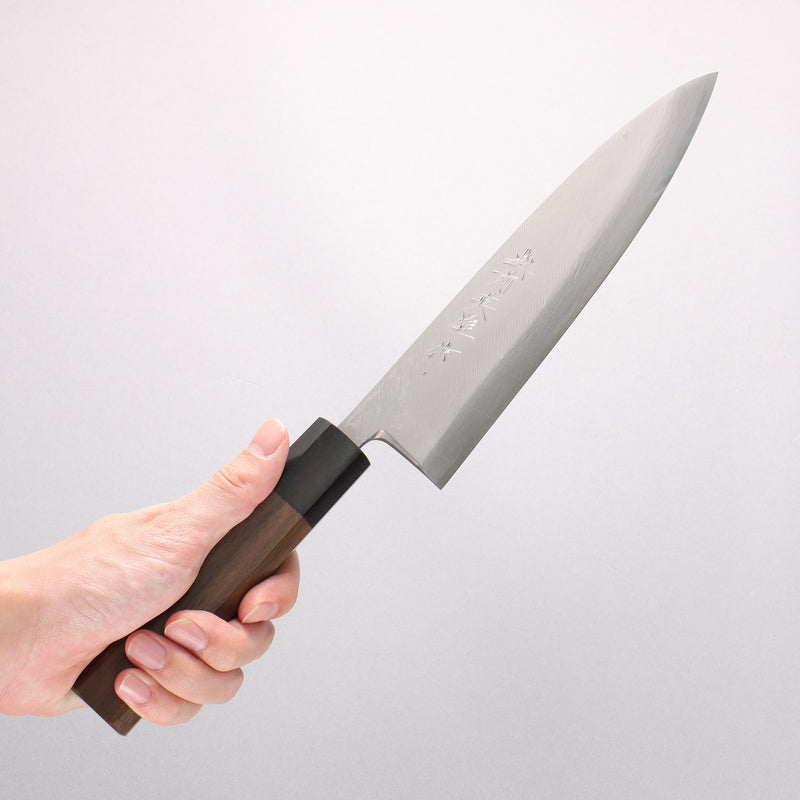 Hideo Kitaoka White Steel No.2 Damascus Mioroshi Deba Japanese Knife 210mm Shitan Handle - Japannywholesale
