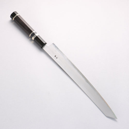 Jikko Blue Steel Damascus Kiritsuke Sujihiki 300mm Ebony with Double Ring Handle - Japannywholesale
