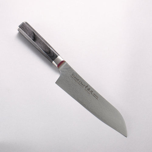 Sakai Takayuki Seigaiha (Blue Ocean Wave) Böhler SP Steel 45 Layer Damascus Migaki Finished Santoku 180mm Black Pakka wood Handle - Japannywholesale