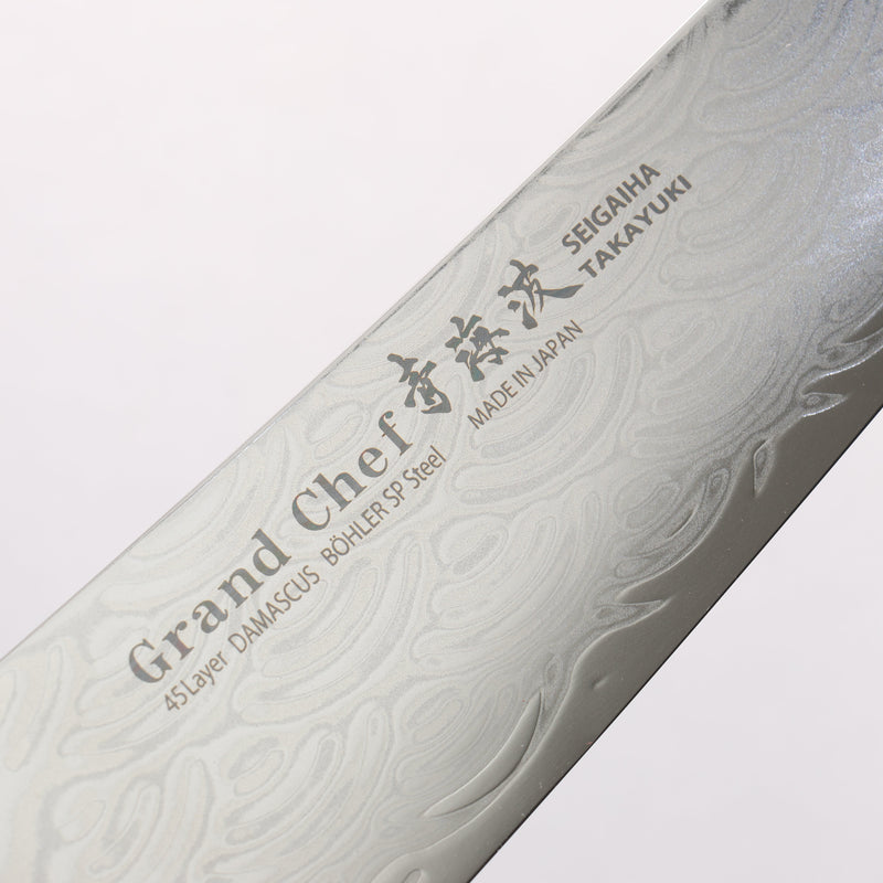 Sakai Takayuki Seigaiha (Blue Ocean Wave) Böhler SP Steel 45 Layer Damascus Migaki Finished Santoku 180mm Black Pakka wood Handle - Japannywholesale
