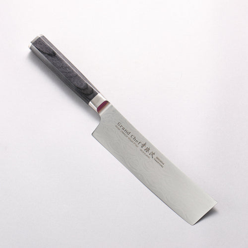 Sakai Takayuki Seigaiha (Blue Ocean Wave) Böhler SP Steel 45 Layer Damascus Migaki Finished Nakiri 160mm Black Pakka wood Handle - Japannywholesale