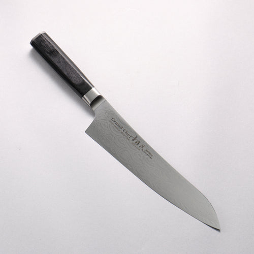 Sakai Takayuki Seigaiha (Blue Ocean Wave) Böhler SP Steel 45 Layer Damascus Migaki Finished Gyuto 210mm Black Pakka wood Handle - Japannywholesale